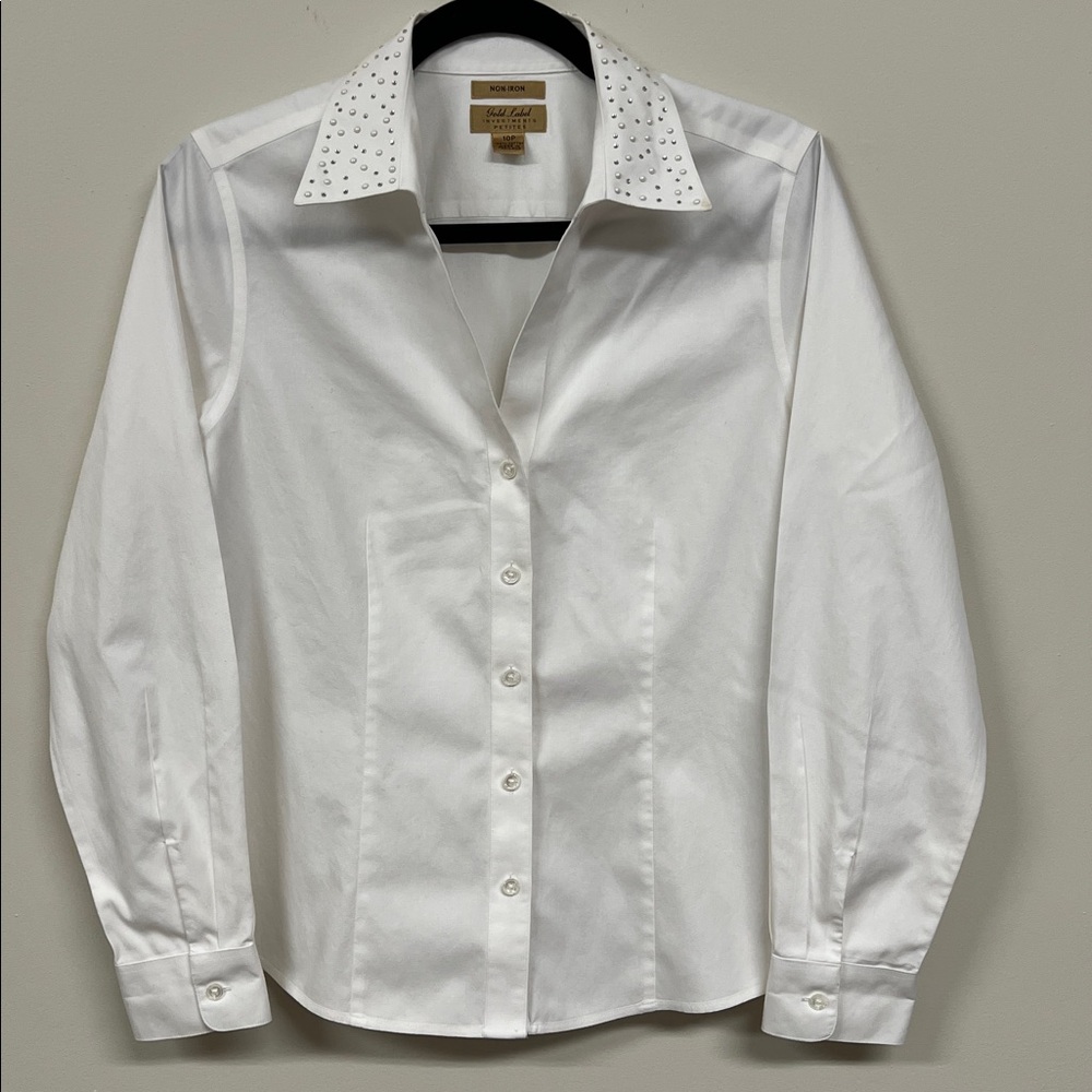 Gold Label Investments White Studded Collar Shirt